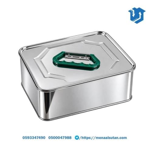 تنك تمر معدني بغطاء ومقبض