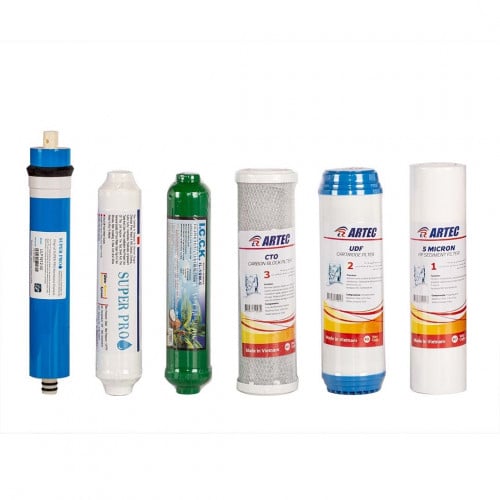 طقم فلاتر مكون من 6 مراحل لجهاز التحليه المنزلي