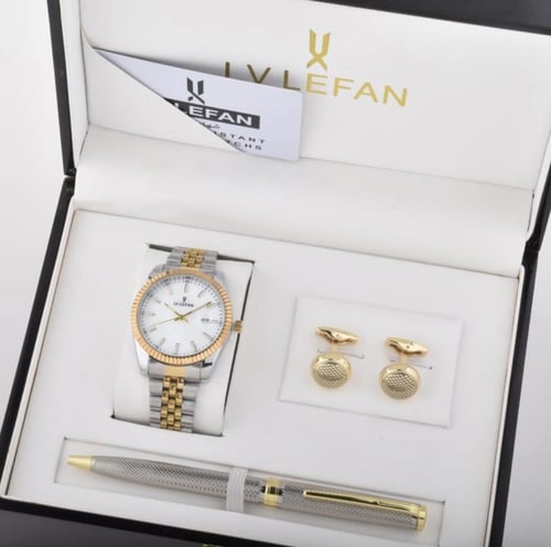 ( 1 ) أطقم رجالية بوكس جلد ساعه وكبك وقلم