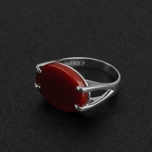 خاتم ملكي بمقبض عيار 925 - احمر