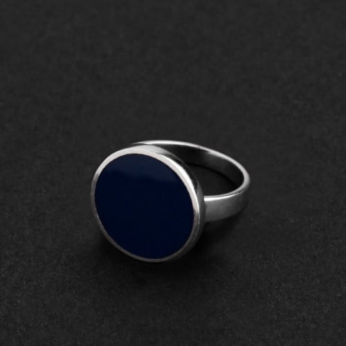 خاتم ملكي دائري عيار 925 - كحلي