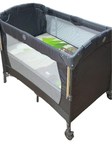 سرير أطفال من 0-4 سنوات لون رمادي كامل