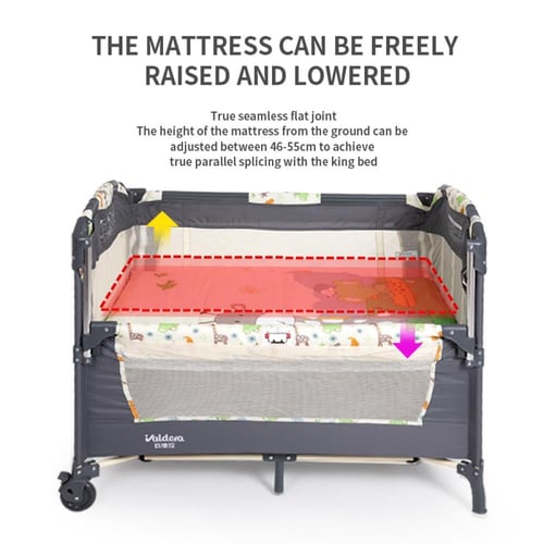 سرير أطفال من 0-4 سنوات لون رمادي كامل