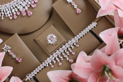 طقم دقة الالماس - وردي