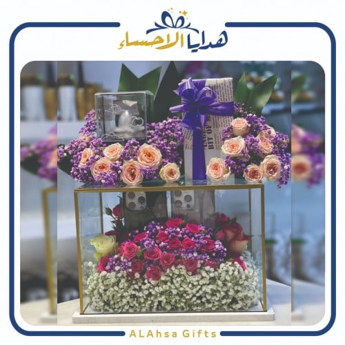 ورد جوري مع هدايا بوكس قزاز