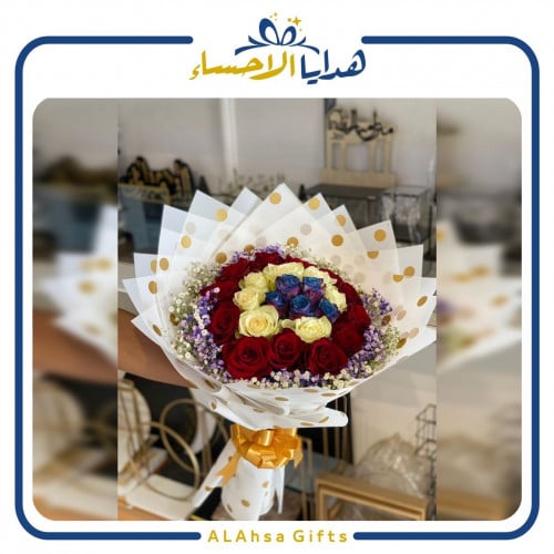 باقة ورد جوري احمر وابيض