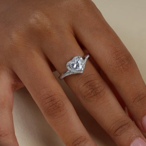 خاتم فضه بحجر الزركون الفضي