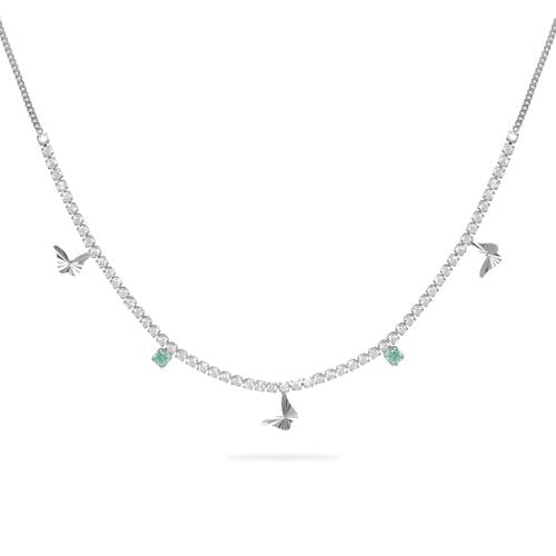 شوكر الفراشات بفصوص كريستاليه (اخضر زمردي)