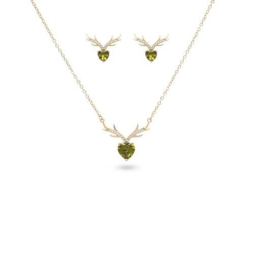 طقم سلسال و حلق مع تنسيق بالورد