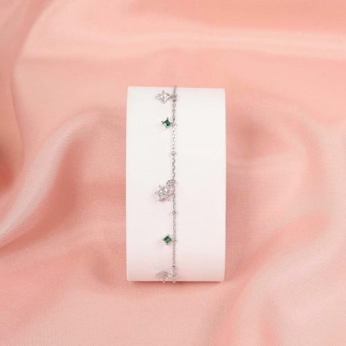 إسوارة ناعمه مع حجر الزركون باللون الاخضر