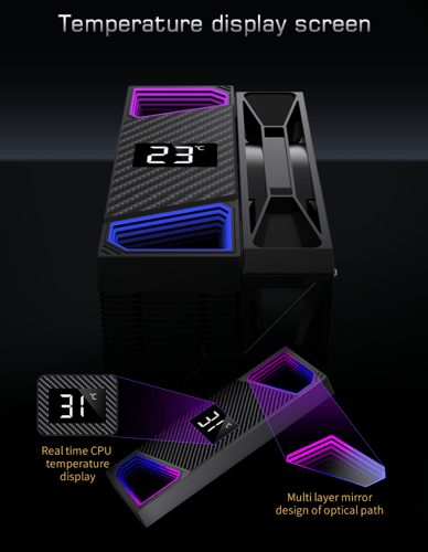 مبرد هوائي احترافي بشاشة رقمية ومروحه RGB بحجم 120...