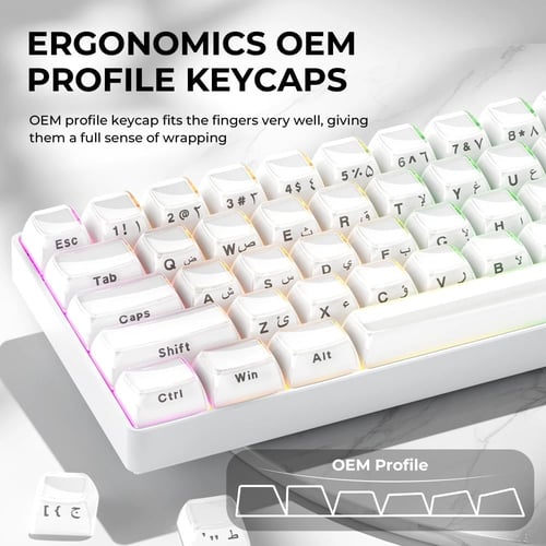 كي كابس للكيبورد كرستال ابيض عربي انجليزي