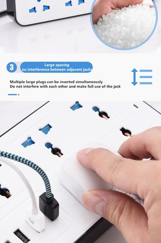 توصيلة كهرباء بـ7 منافذ كهرباء و4 منافذ USB