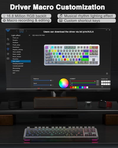 كيبورد ميكانيكي لاسلكي F87 PRO باللون الرمادي والا...
