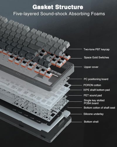 كيبورد ميكانيكي لاسلكي F87 PRO باللون الرمادي والا...