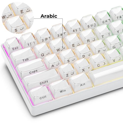 كي كابس للكيبورد كرستال ابيض عربي انجليزي