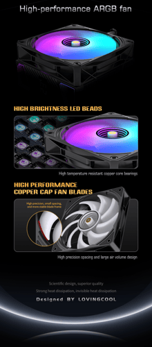 مبرد هوائي احترافي بشاشة رقمية ومروحه RGB بحجم 120...