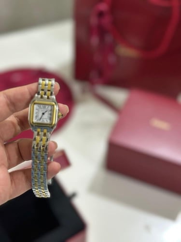 ساعة بانثر قولد و فضي 22cm