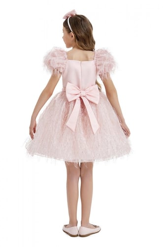 فستان بناتي وردي ملكي (8- 12) سنة