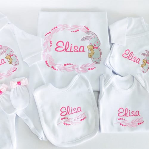 الارانب الوردية طقم حديثي الولادة