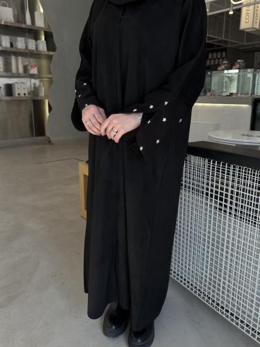 عباية كم نجوم مفتوح - قماش شمواء