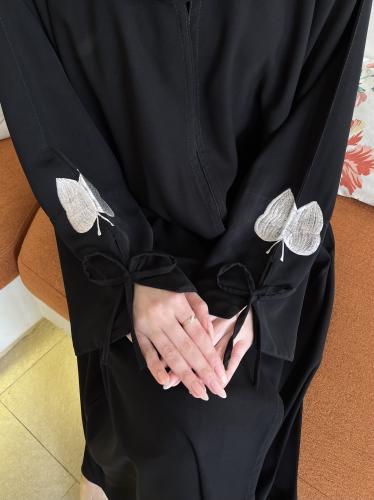 عباية تطريز فراشه مع فونكة - قماش ندى