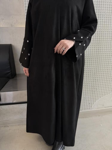 عباية كم نجوم مفتوح - قماش شمواء