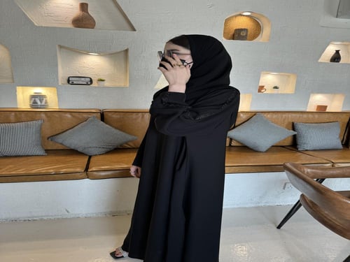 عباية تطريز الكم والجانبين نص كلوش - قماش انترنت