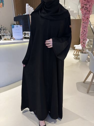 عباية جكار اسود نص كلوش - قماش انترنت