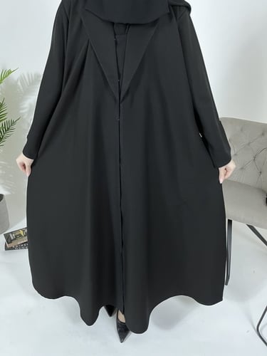 عباية بليزر اسود كلوش - قماش كريب