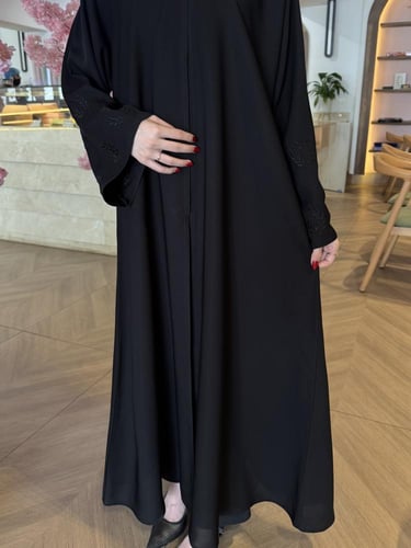 عباية مطرزه اسود ربع كلوش- قماش انترنت