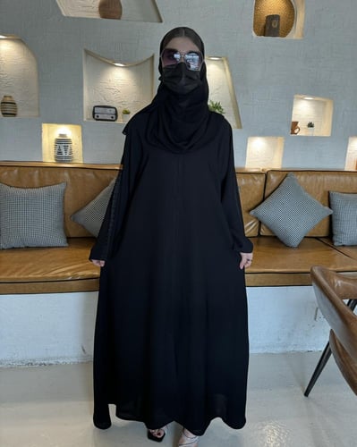 عباية تطريز الكم والجانبين نص كلوش - قماش انترنت