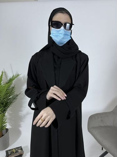 عباية بليزر اسود كلوش - قماش كريب