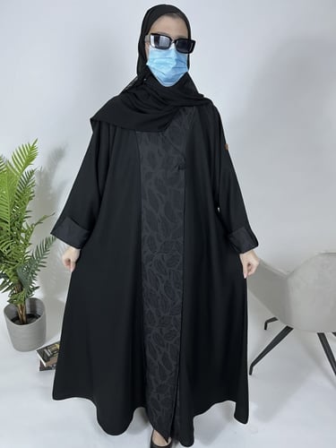 عباية جكار ريشة نص كلوش - قماش كريب