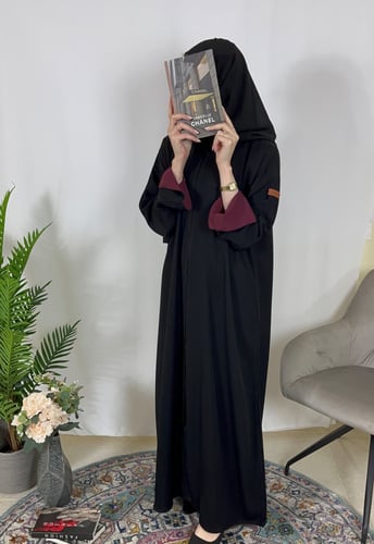 عباية كم عنابي صيفي-قماش انترنت