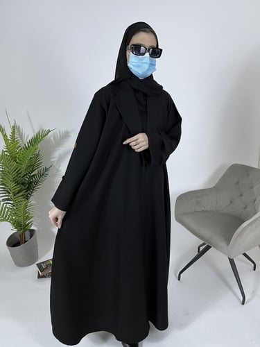 عباية بليزر اسود كلوش - قماش كريب