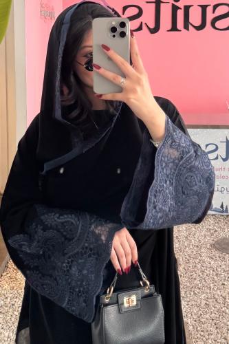 كريب ملكي كلوش دانتيل كحلي