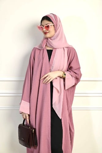 بشت لينين بينك بأكمام بينك شيفون