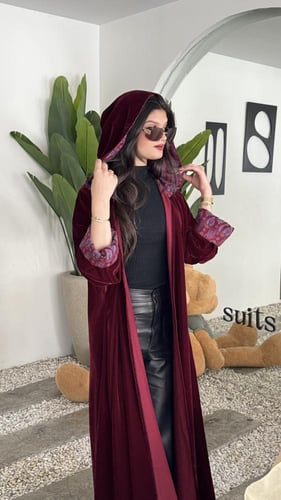 هودي بورغندي كشميري مخمل(هيام)