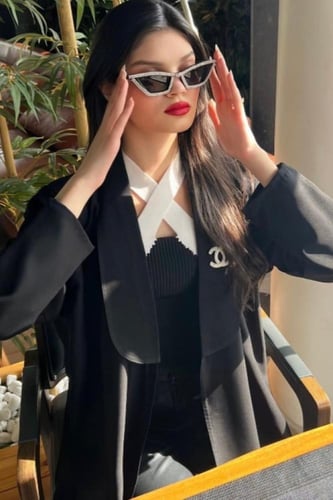 كريب ملكي كلوش بليزر وكريب بنقشه من الخلف