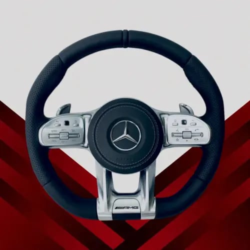طارة مرسيدس رياضية بتصميم AMG من الجلد الفاخر والك...