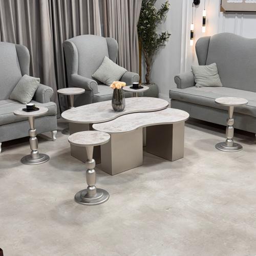 طقم طاولات 2 + 6 خدمة أنيق وفخم بتصميم عصري مميز