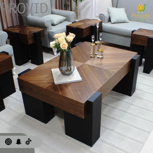 طقم طاولات تقديم (4 طاولات خدمة) بتصميم قشر الجوز