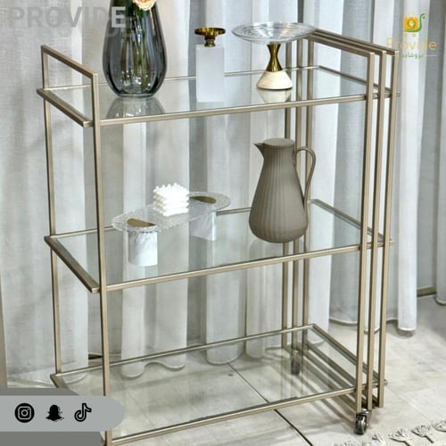 عربية تقديم زجاجية بتصميم مستطيل عصري