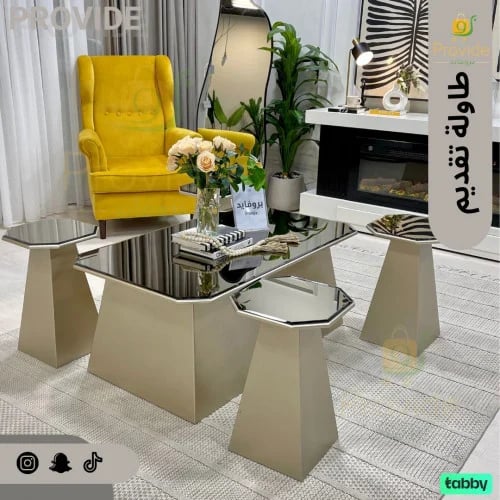 طقم طاولات تقديم مع 4 طاولات خدمة - شمباني تصميم م...