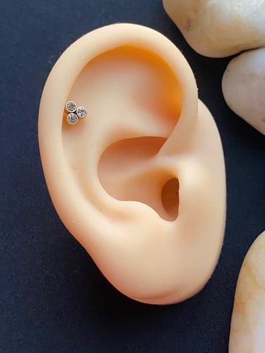 بيرسنق اذن و شفايف لون ذهبي