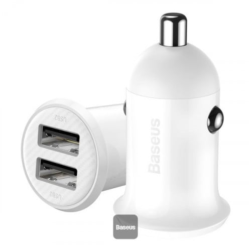 شاحن سيارة Baseus Grain Pro (مزدوج USB 4.8A) أبيض