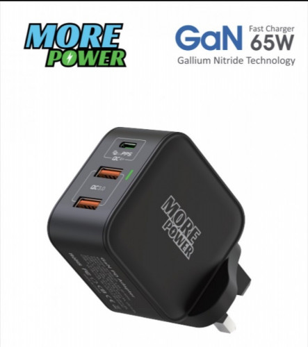 فيش جداري تايب سي مع 2 USB بقوة 65واط- more power