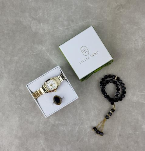 طقم الأبطال أسود ذهبي ثلاث قطع المميز 0-6 سنوات