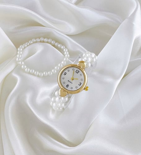 ساعة لؤلؤ بناتي مع سوار سنتين -14 سنة